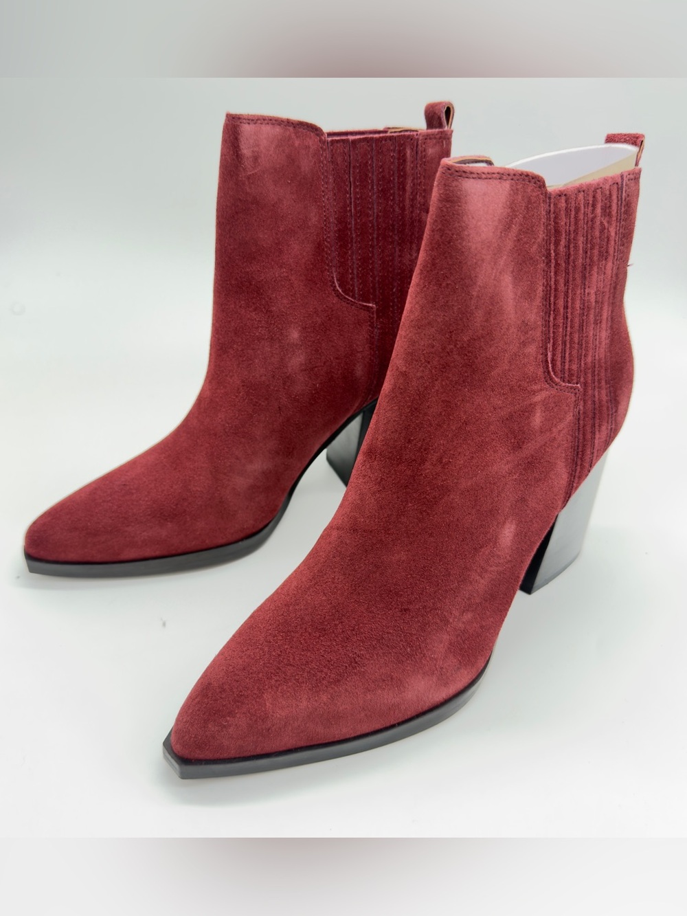 Marc Fisher Burgundy Suede Pointed Ankle Booties